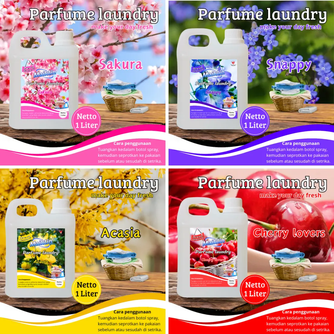 Parfum Laundry Tahan Lama 1 liter | Parfum laundry wangi tahan lama | Pengharum pakaian anti apek