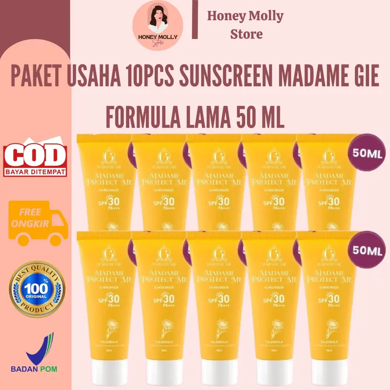 Paket Usaha Sunscreen Madame Gie Dapat 10pcs Formula Lama 50 ML, Protect Me Sunscreen With Callendula 0