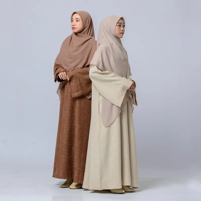 Tsurayya - Abaya Nuna Bahan Linen Motif/Abaya Lebaran 0