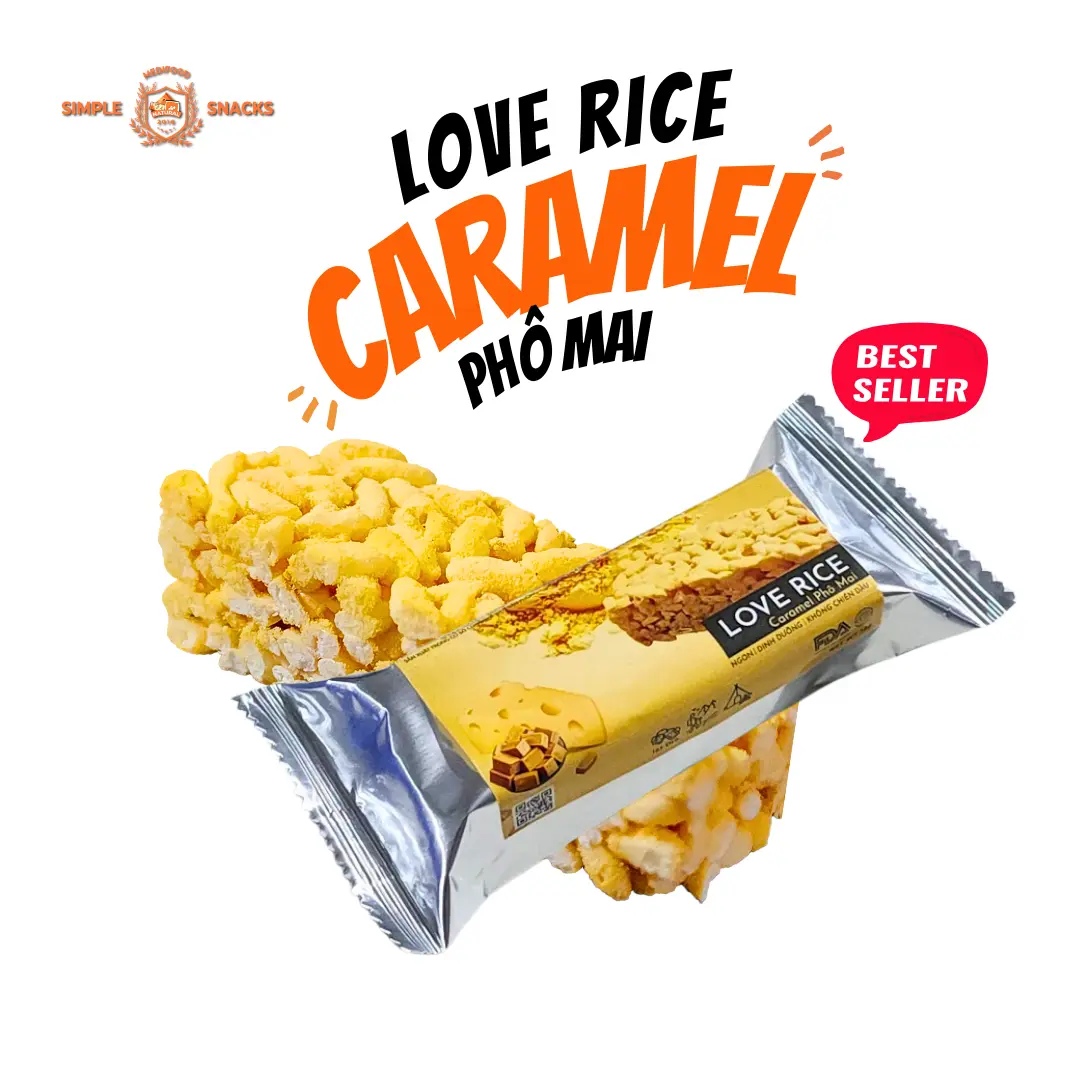[DÍNH] Thanh Love Rice Caramel Phô Mai - Giòn Tan, Không Chiên Dầu, Thơm Ngon - MEDIFOOD 12g