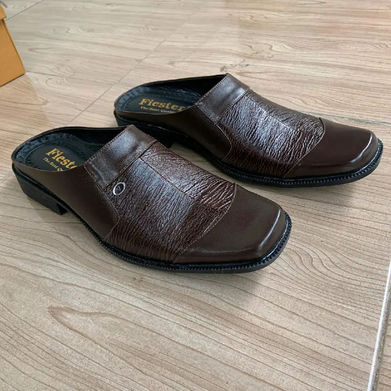 Sepatu Pantofel Selop Formal Pria Kulit Asli YS-13 Premium Asli kulit Sapi shoes Kerja Fantofel Hitam Sendal 2