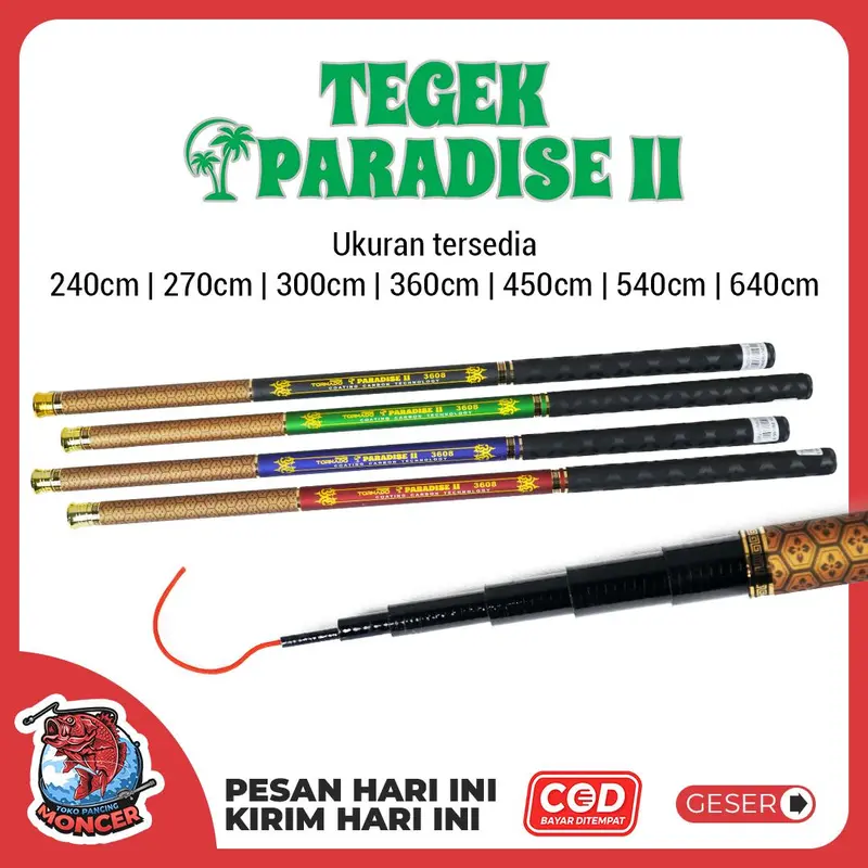 Joran Tegek Pancing Paradise II [FREE KAIL, SENAR & PELAMPUNG] Bahan Fiber Solid Coating I Carbon Kuat dan Action Medium Mancing 3