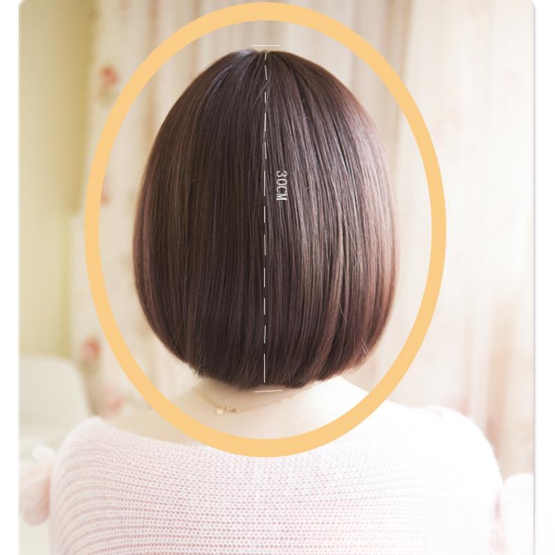 Wig Female Short Hair Bobo Grandma Gray Wave Head Round Face Hair Cover Full Head Cover Air Bangs Straight Hair Natural 8