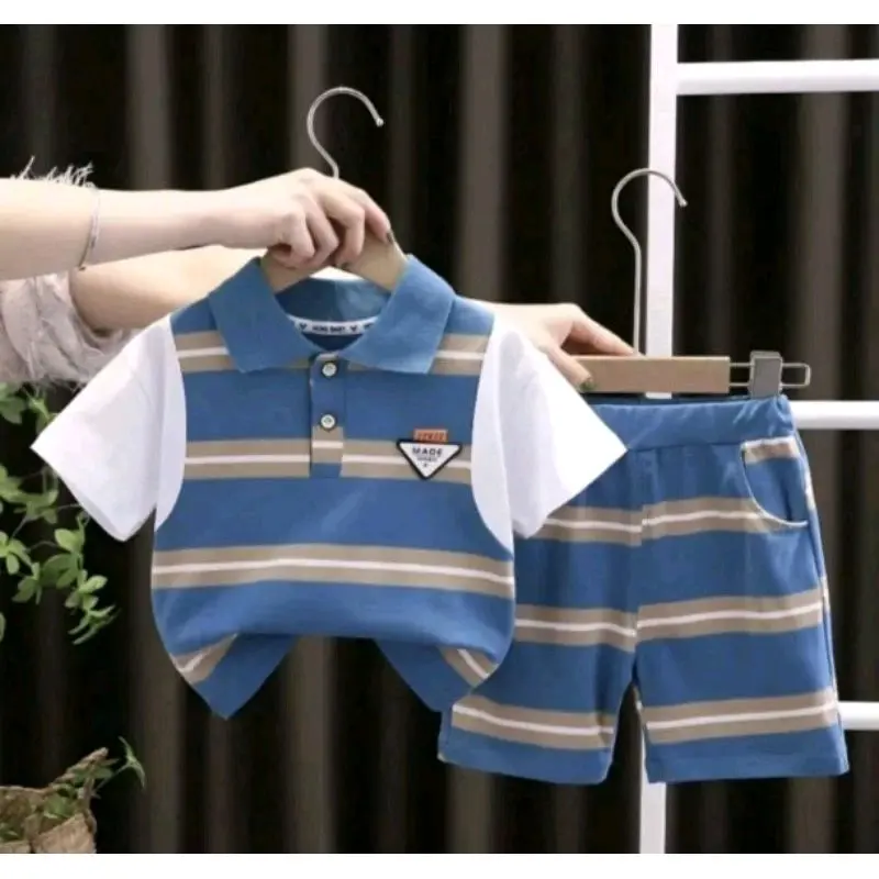 setelan baju anak laki laki baju anak laki laki lengan pendek dan celana pendek usia 3 bulan