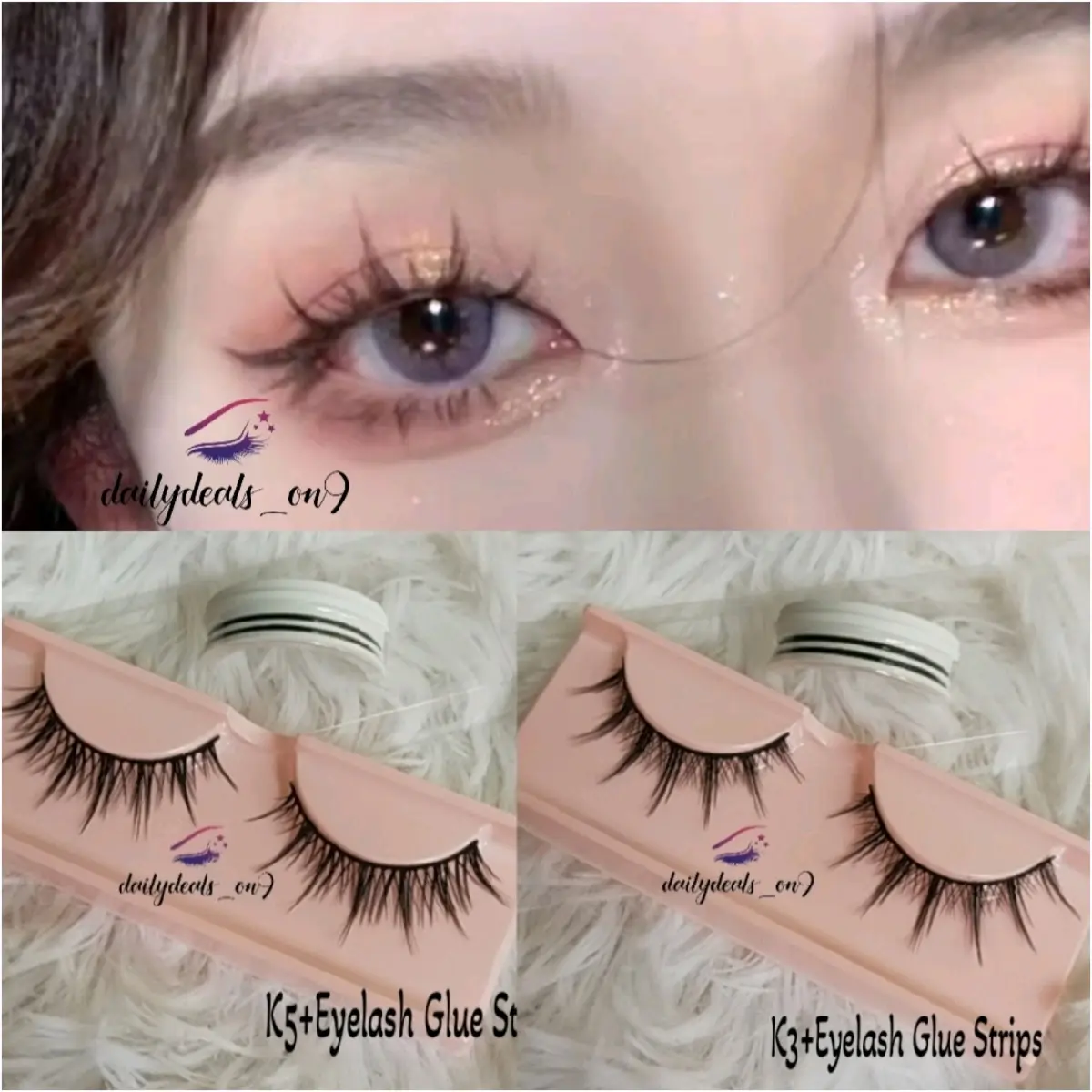 Bulu mata 1pair False Eyelashes Natural Self-Adhesive Strip Eyelashes Glue-Free Eyelashes Reusable Makeup