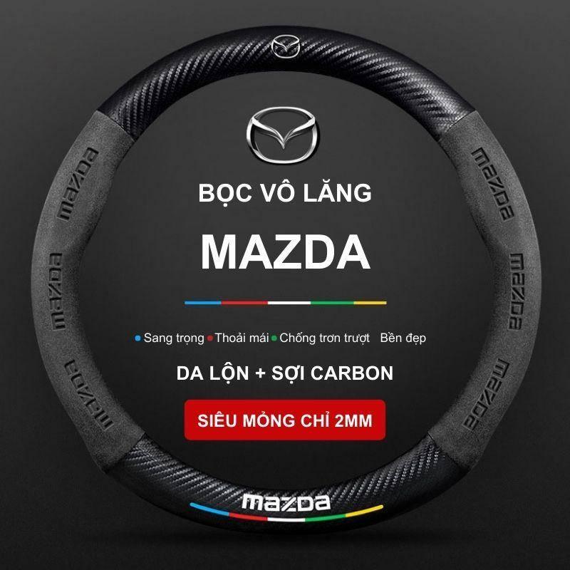  Bọc Vô Lăng Mazda - Bọc Vô Lăng Ô Tô Mazda 2 Mazda 3 Mazda 6 Alexa CX30 CX3 CX8 CX5 BT50 ... - Bọc Vô Lăng Ô Tô 38cm - Da Lộn - Cacbon - VL1 