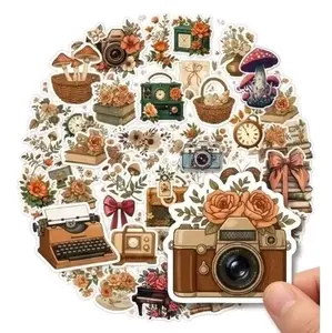 60 pcs Stiker Vintage Scrapbook DIY Anti Air Waterproof