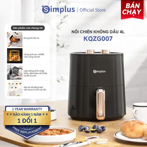 Nồi Chiên Không Dầu Simplus Dung Tích 4L Chiên Nướng Đa Năng Không Dầu Mỡ KQZG007 Bảo Hành 1 Năm Chỉ Đổi Không Sửa SP02
