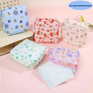 Bolsa de Almacenamiento de Toallas Sanitarias de Dibujos Animados, Organizador de Lápices Labiales, Bolsa Portátil Menstrual, Bolsa Pequeña de Gran Capacidad, Esenciales para Viajar