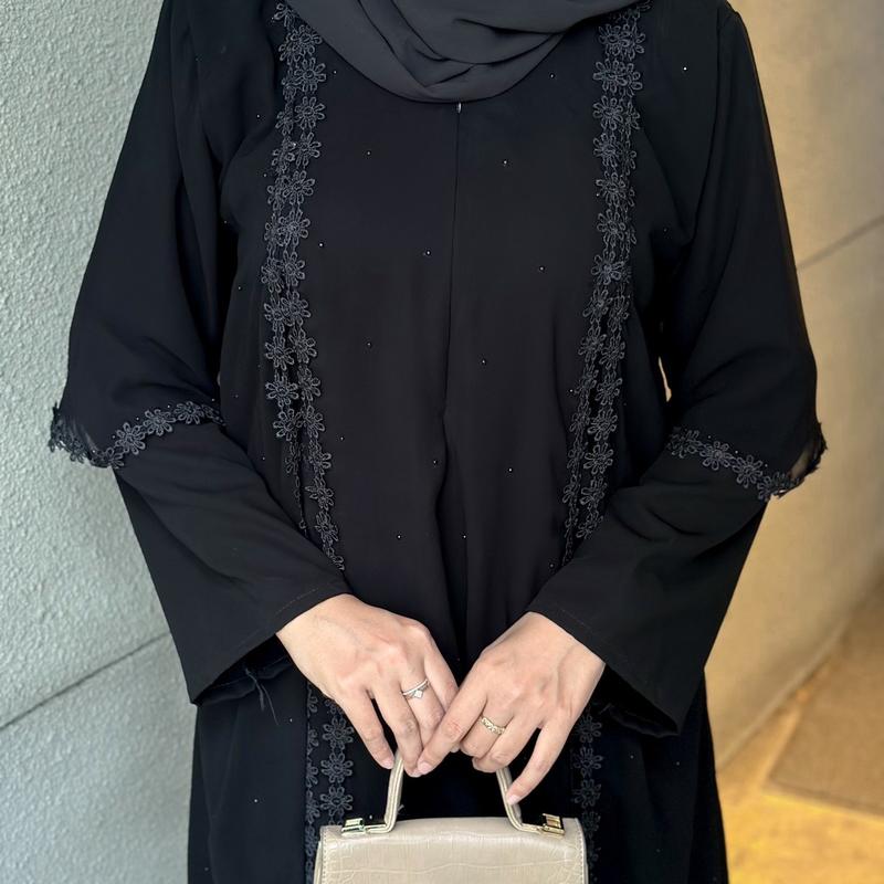 ABAYA RENDA MELATI DENGAN LAYER SIFON S M L XL XXL gamisabaya jetblack abaya  sehari 2