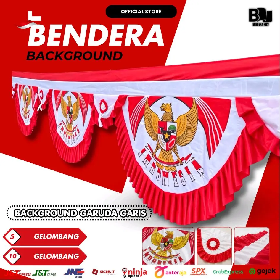 Bendera Background Garuda Garis 10 Gelombang
