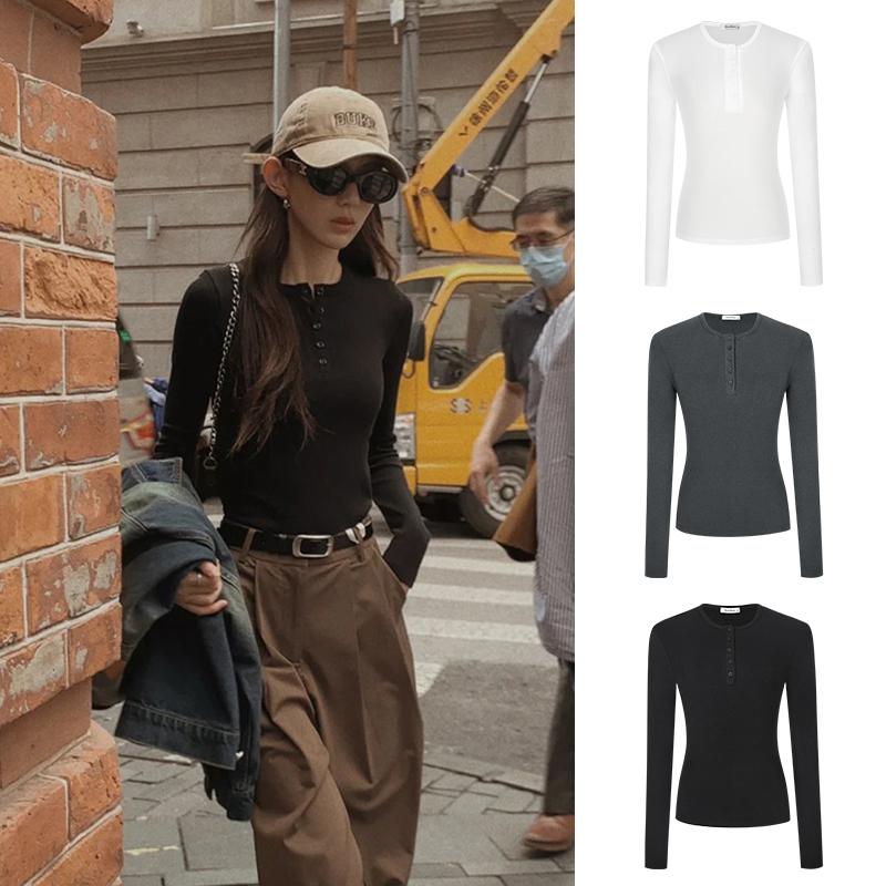 Áo Dài Tay Nữ Mỏng Vừa Vặn Và Nhìn Bó Sát Mặc Cài Cúc Áo Áo Sơ Mi Tối Giản Phong Cách Nữ Hoàng Mô Tả # 119 Quần Áo Nữ 2024 Mới