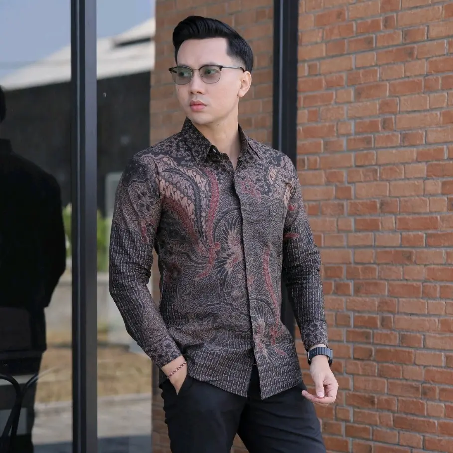 Batik Afandi Motif Abimanyu Kemeja Batik Slim FIT Pria SOLO Full Furing Katun PRIMISIMA Corak Lengan Panjang Nyaman