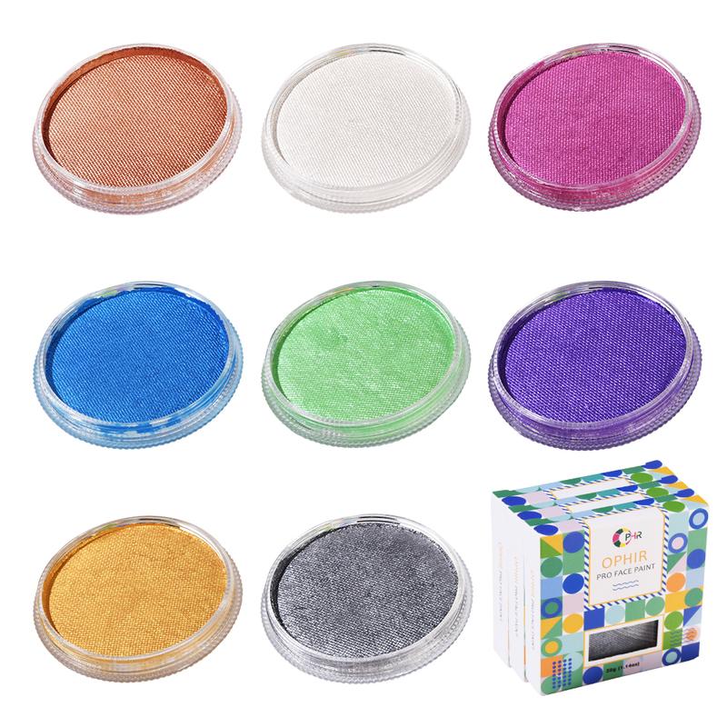 OPHIR Face Painting-30g Face Paints Body Paint Pearly Color Pigments for Halloween Makeup Makeover Costume Tactical Facepainting Supplies for Adults & Kids, Water Base, Easy to Clean (Silver) 1