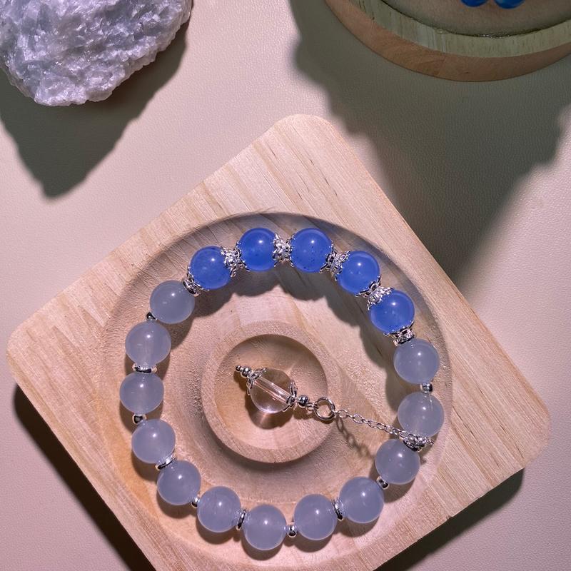 CUSTOM Aquamarine & Blue Chalcedony in Silver Hardware 1