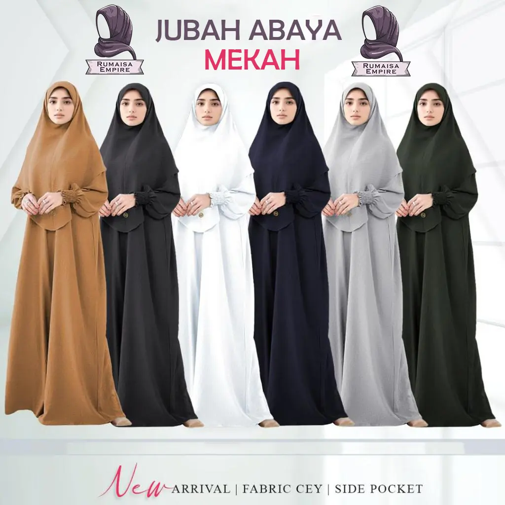 JUBAH ABAYA MEKAH STYLE IRONLESS MUSLIMAH MESRA UMRAH DAN TRAVEL PALING BEST TAK PERLU GOSOK WANITA BAJU RAYA KAIN