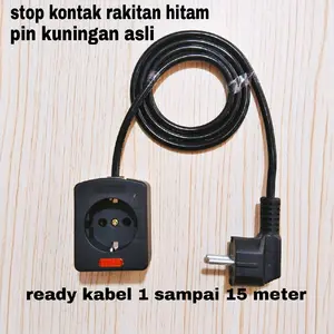 Stop Kontak Lubang 1 Hitam Dengan Kabel 1 Sampai 15 Meter