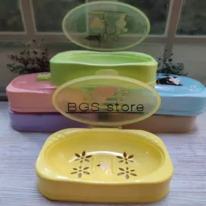 Kotak Sabun Batangan Mawar Tempat Sabun Bunga Tutup Viola Plastik  BPA FREE