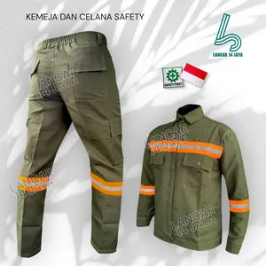 Wearpack Safety Setelan Baju Kemeja Kerja Lapangan Werpak List Oren Baru