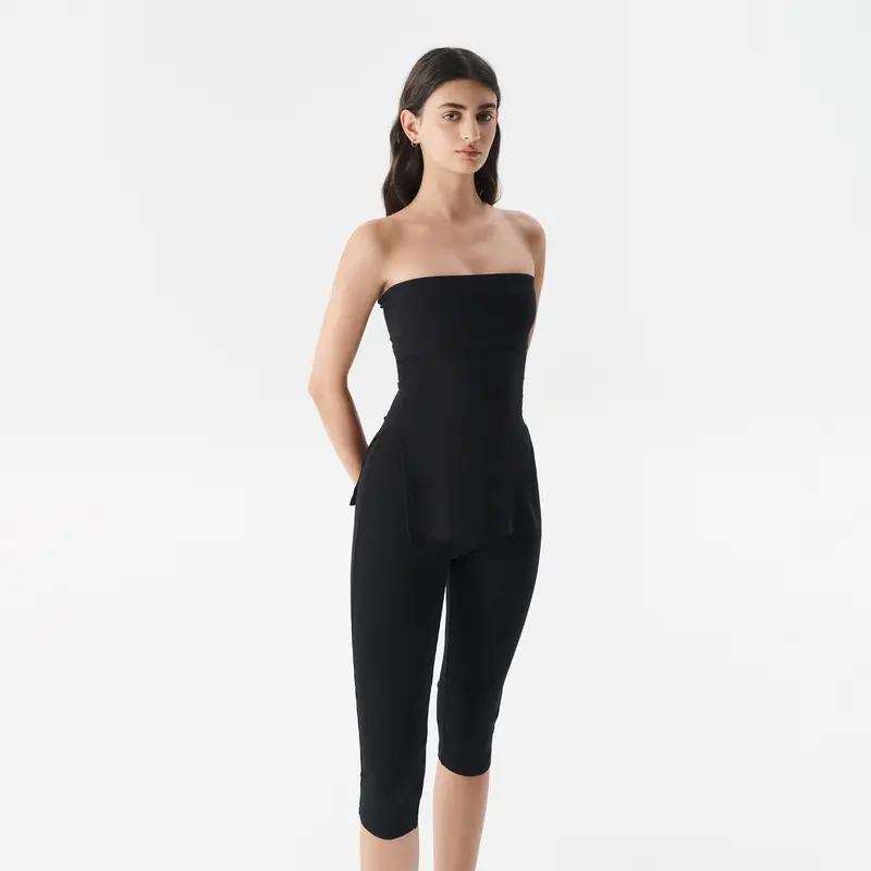 làminapparel - SIDE SLIT TUBE TOP - Áo tube form nhỏ và ôm màu đen dày dặn xẻ tà cuối line áo 0