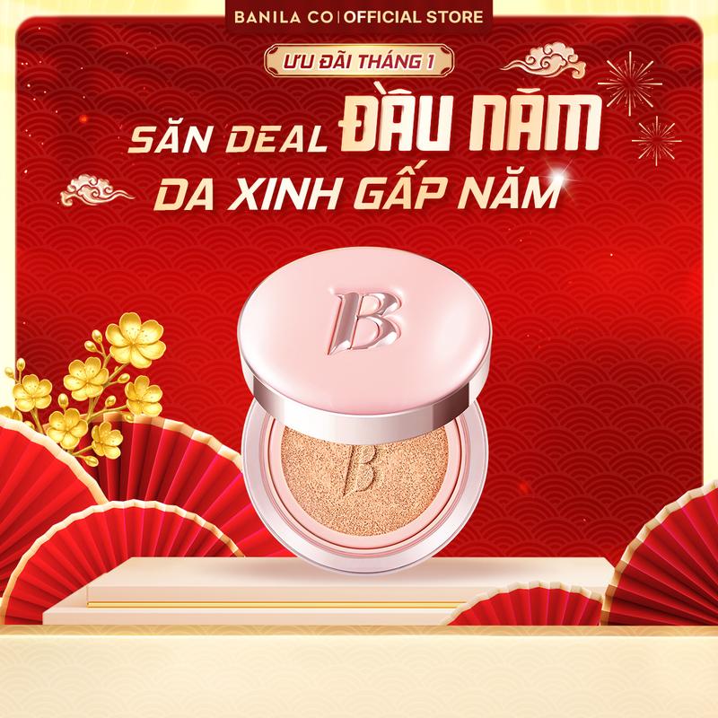   Hàng Mới Về  Phấn Nước Mỏng Mịn Trong Trẻo  Banila Co Essence Skin Pink Cushion SPF50+ Pa+++ Cho Lớp Nền Căng Bóng 12G 
