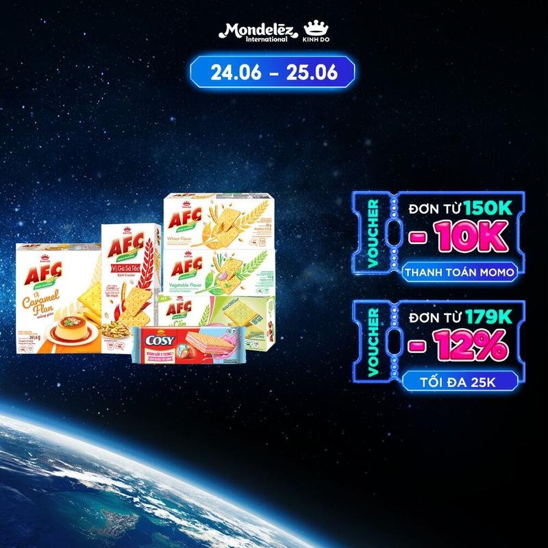 Combo 5 bánh quy AFC các vị kèm 1 bánh xốp Cosy vị dâu 148gr/99.8gr