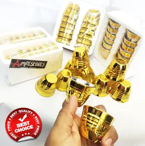 gelas cucing kaca gelas zam zam warna emas gold berkilau cangkir sloki zamzam mewah exclusive