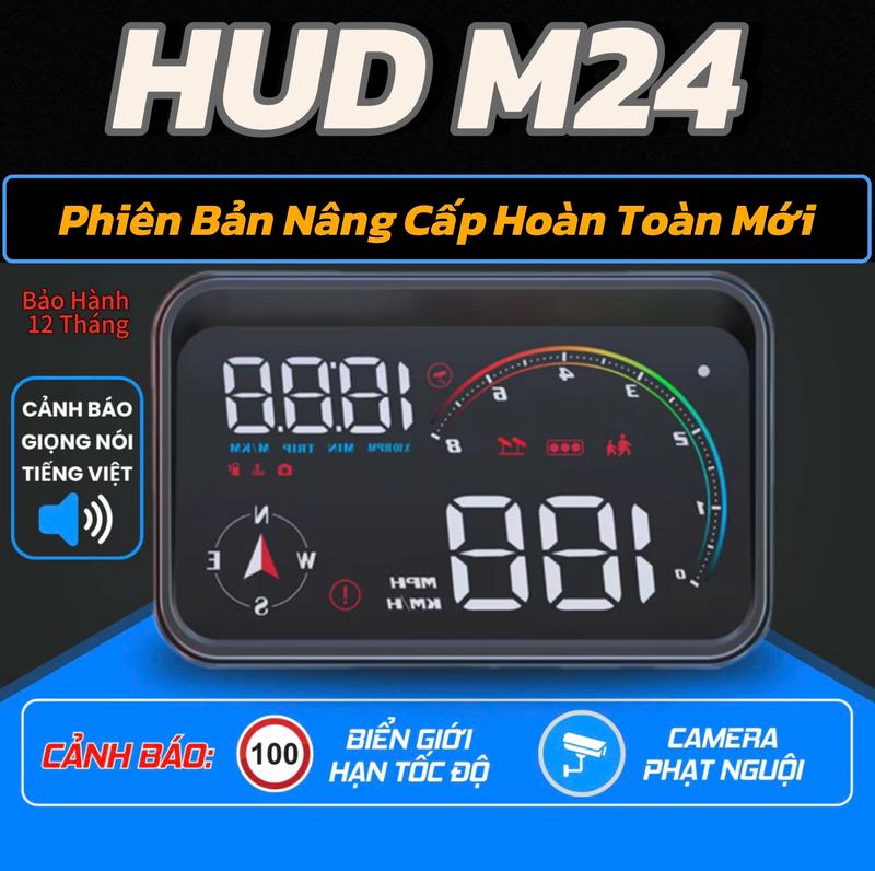 Hud M24 Cảnh Báo Giao Thông Báo Cam Phạt Nguội Và Biển Giới Hạn Tốc Độ Bằng Giọng Nói Tiếng Việt. Phần Mềm Miễn Phí Trọn Đời. Full Thông Số Sức Khoẻ Xe. Bảo Hành 12 Tháng 1 Đổi 1 Trong 12 Tháng