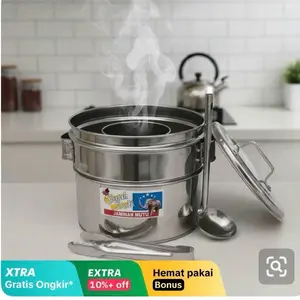 Dandang Bakso Mini Pendek size 22 Stainless Steel Praktis & Tahan Lama Cocok untuk Bakso Dim Sum dan Hidangan Lainnya