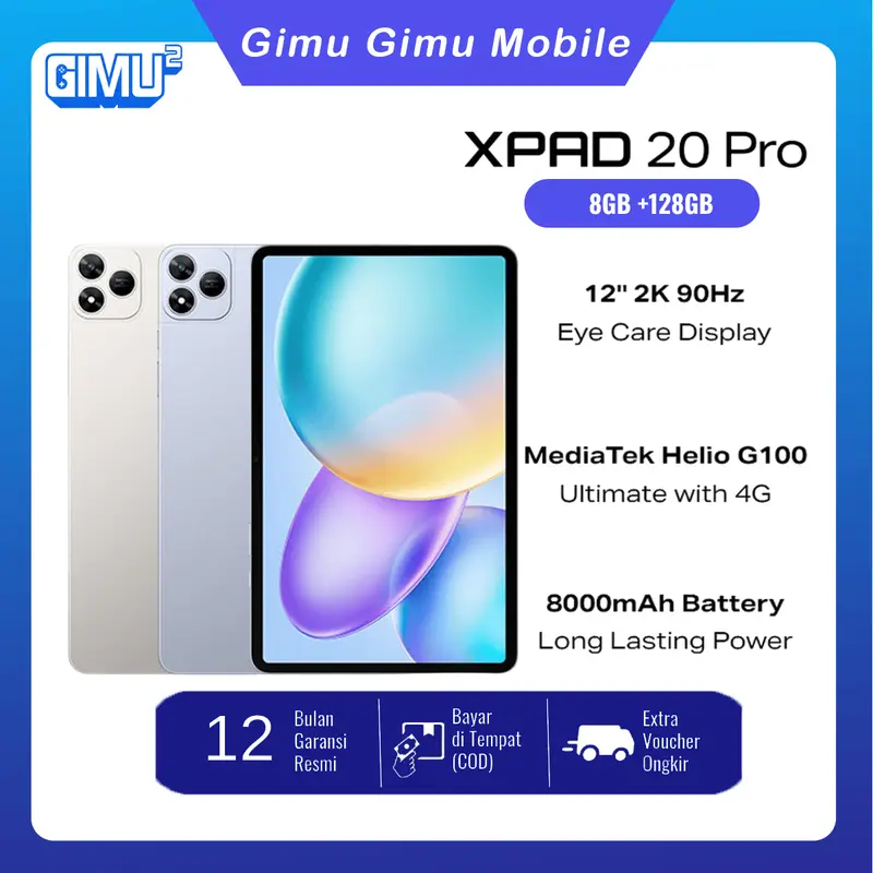 Infinix XPAD 20 Pro 8/128GB - Mediatek G100 Ultimate - 12" 2K 90Hz - 8000 mAh - 4G LTE
