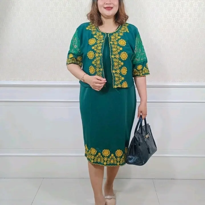 DRESS kode 8353 *ROMPI LEPAS* Original Bordir  Material : SCUBA & brukat Import