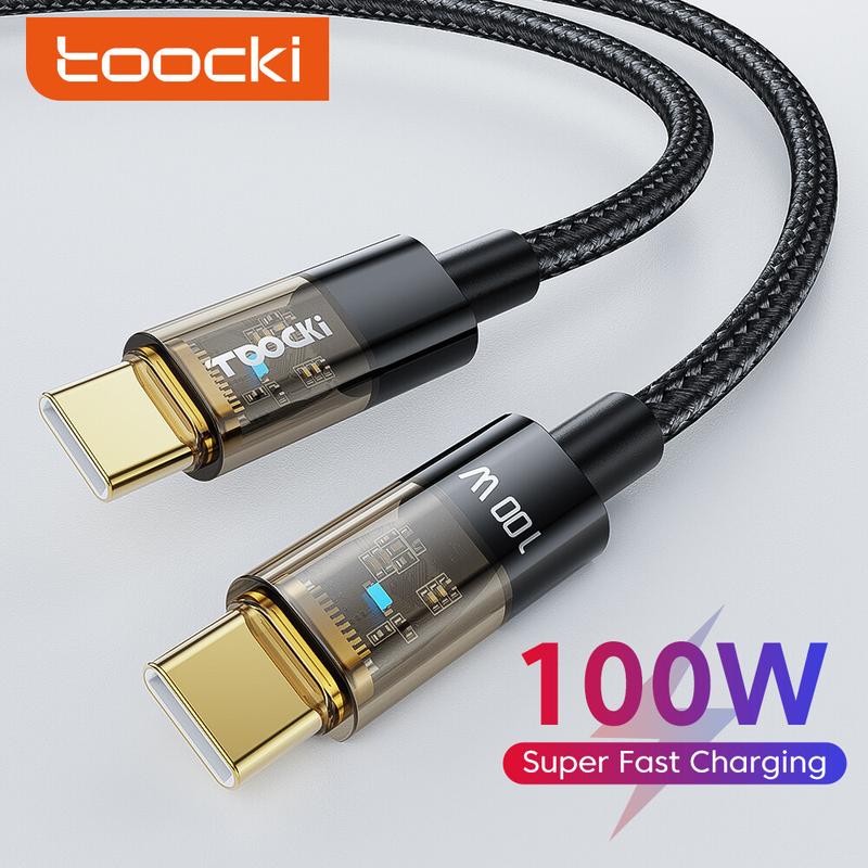 Cáp loại C PD, Toocki, 100W, Sạc nhanh QC 4.0 / 3.0, USB To C, Bộ sạc USB, có đèn LED