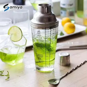 Ready Shaker Cocktail Glass Recipe Stainless 400Ml / Pengocok Minuman Shaker Stainless Gelas Ukur Kaca