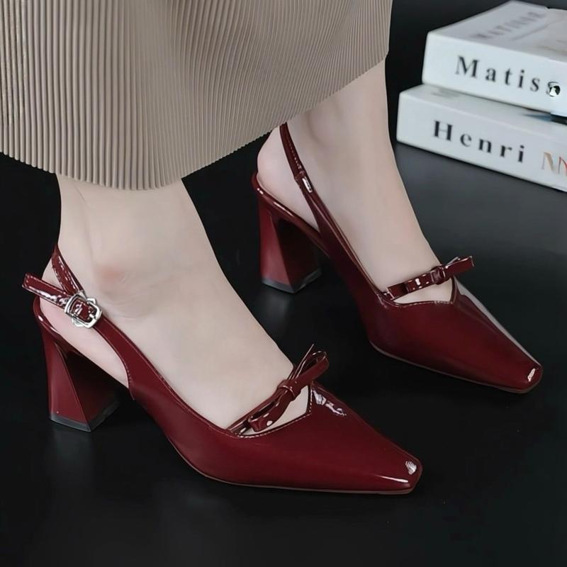 Giày Dép Cao Gót Nữ mũi vuông nhẹ da bóng mềm chiều cao 5cm 5P 7P 7cm Xưởng Bánh Bèo SandalNoTIM