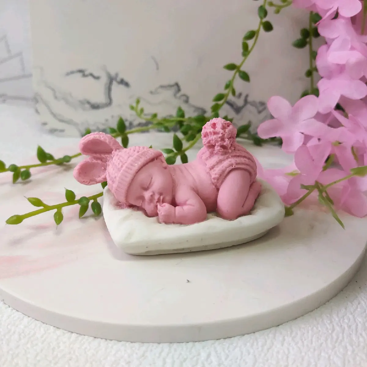 Jesmonite Handmade sleeping baby statue