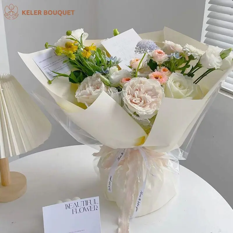 (Isi 20 lembar) Kertas Buket Cellophane Wrapping Paper Buket Warna Matte Solid Bunga florist Varian Warna Gaya Korea Anti Air Plastic Foto 4