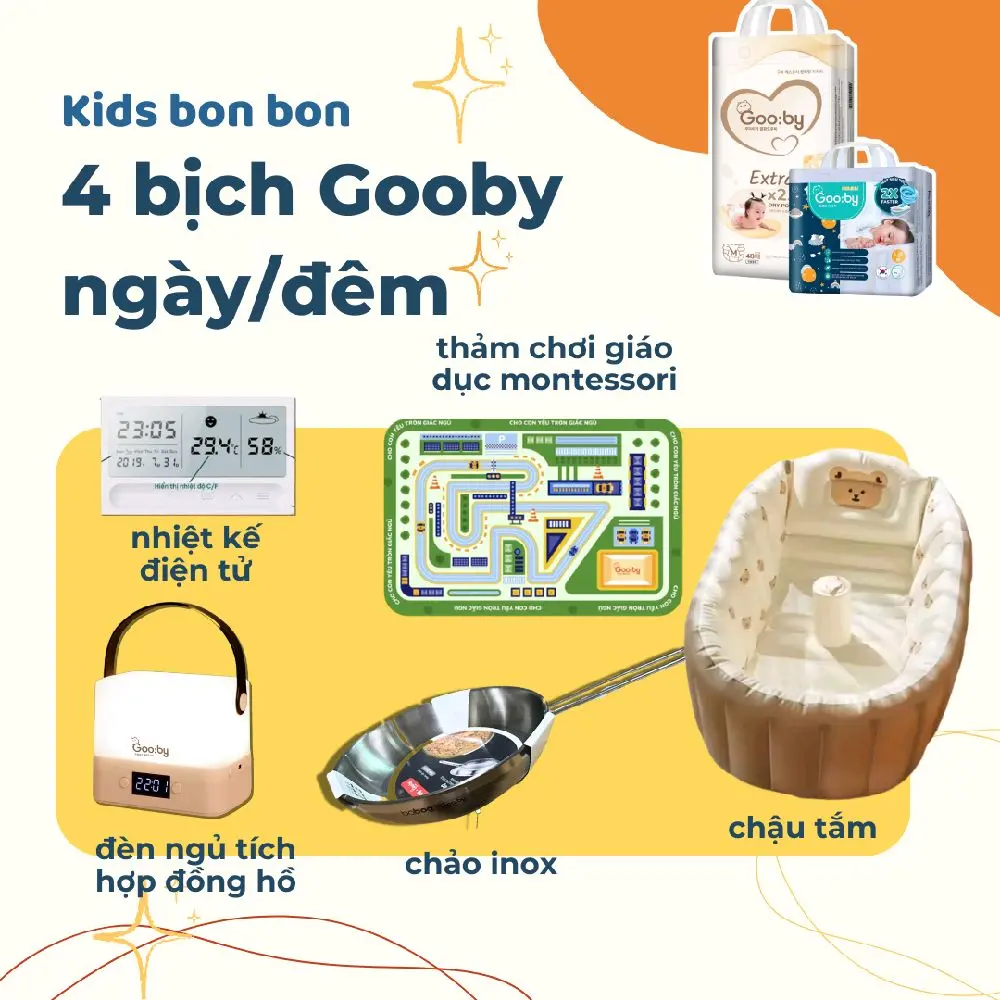 (COMBO 4 BỊCH NGÀY/ĐÊM) bỉm gooby + quà