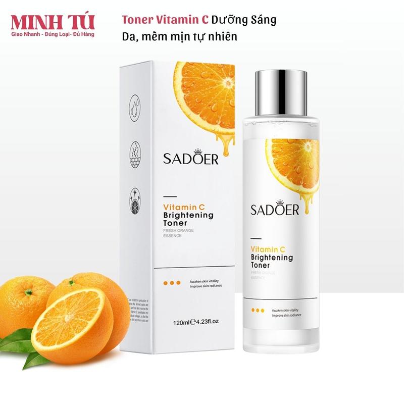 Toner dưỡng sáng da cấp ẩm Vitamin C - da mềm mịn Đều màu 120ml Sadoer cho da dầu mụn Sa305 Làm Đẹp Da Dưỡng Da Mặt Dưỡng Ẩm Da Skincare Chăm Sóc Da 