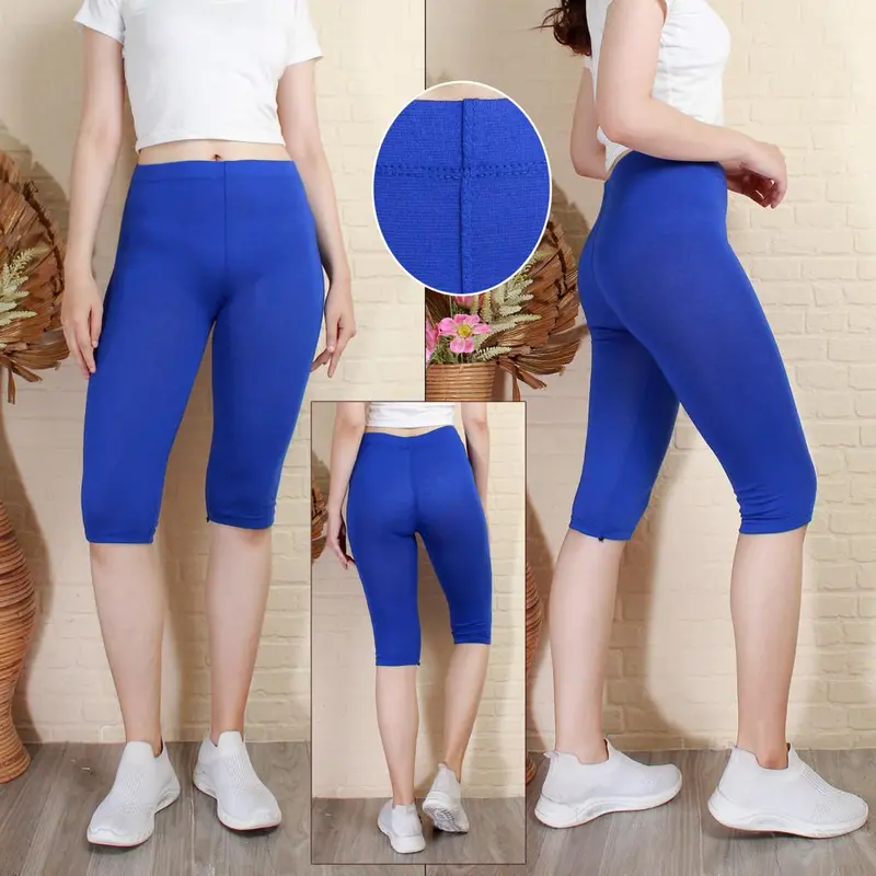3 PCS LEGGING 3/4 RAYON PREMIUM (Bahan Kaos) Wanita Celana Panjang Pendek 8