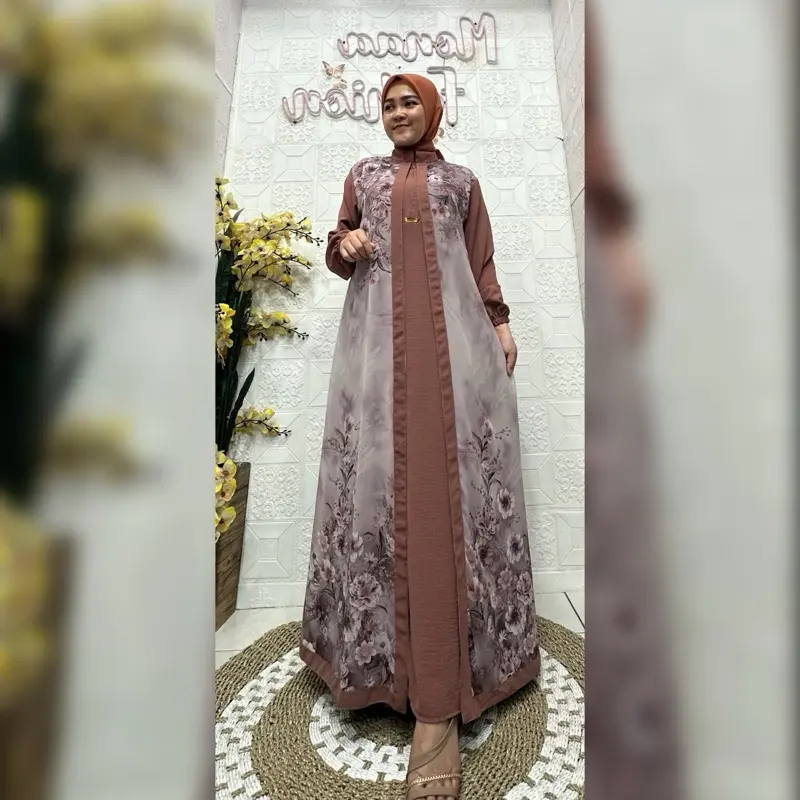 MONAA Dress Cringkle Mix Ceruty TERBARU || Gamis Wanita Muslimah Kekinian 2025 1