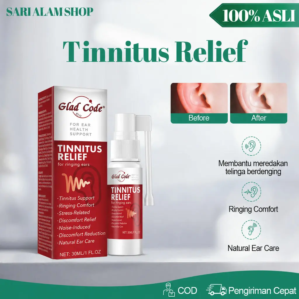 Glad Code Ear Care Spray 30ml Tinnitus Relief Membantu Menjaga Kenyamanan Telinga Saat Berdenging dan Bising