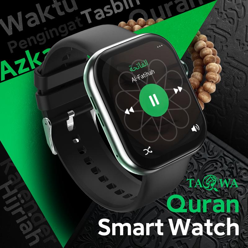 TAQWA Quran Smart Watch | Adzan Reminder | Al-Qur'an | Tasbih | Layar Penuh 2.02" | Custom Wallpaper | Pemantauan Tidur dan Detak Jantung | Bluetooth Call | Jam Tangan Smartwatch | IP68 1