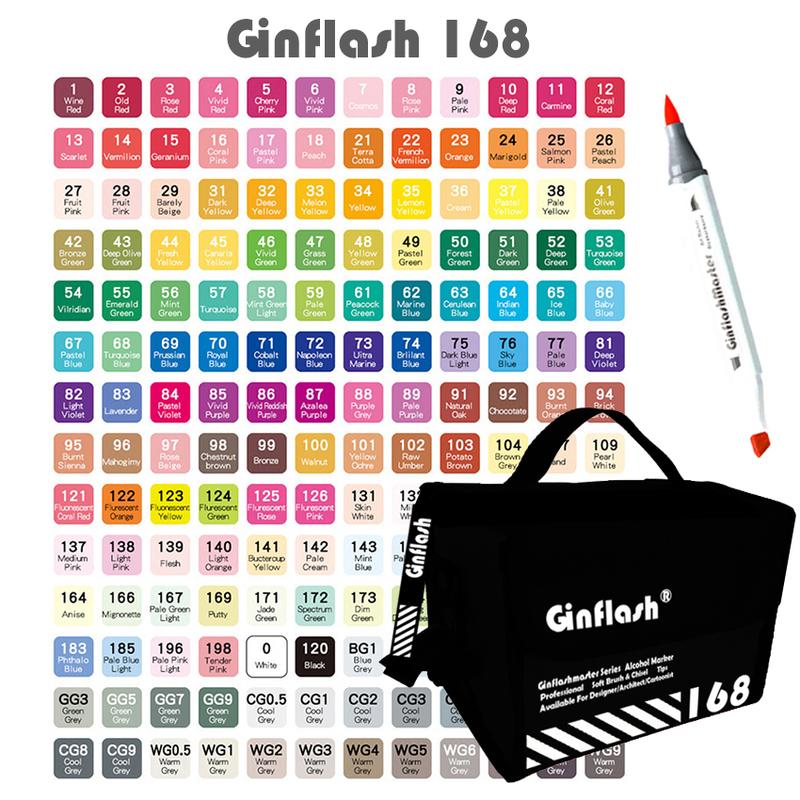 Bút Đánh Dấu Đầu Cọ Và Đầu Bút, Ginflash, Bút Cọ, Bút Đánh Dấu Gốc Cồn Phác Thảo Hai Đầu, Thích Hợp Để Vẽ Manga, Thiết Kế Truyện Tranh, Đồ Dùng Nghệ Thuật Thiết Kế, Bút Đánh Dấu 6