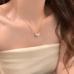 Kalung Hati Putih Elegan Love Simple Perhiasan Wanita Modern & Manis Cute Simple
