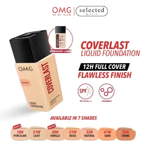 OMG Oh My Glam Coverlast Liquid Foundation SPF 20 PA++ Oil Control Long Lasting 8H Medium Alas Bedak