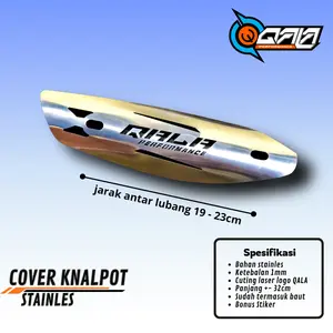 QALA Cover Knalpot Tameng Stainless Steel Universal Standart Racing Bahan Stainless Ketebalan 1mm Cutting Laser Logo QALA Desain Unik Meningkatkan Penampilan Motor