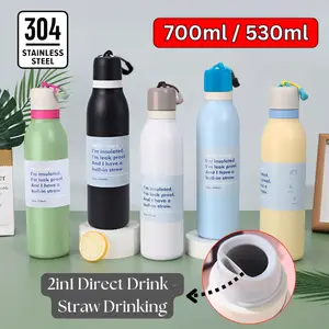 Freesip Stainless Steel Water Bottle 530ml - 700ml / Tumbler Botol 2in1 Shuki / Botol Minum Aesthetic