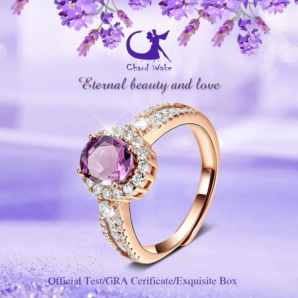 【003Harga telah dibanting, segera di CO】Chard Wake Cincin Wanita Berlian Batu Permata Ungu Korea Fashion Cewek Tunangan Rings Anti Pudar CWR018-Purple