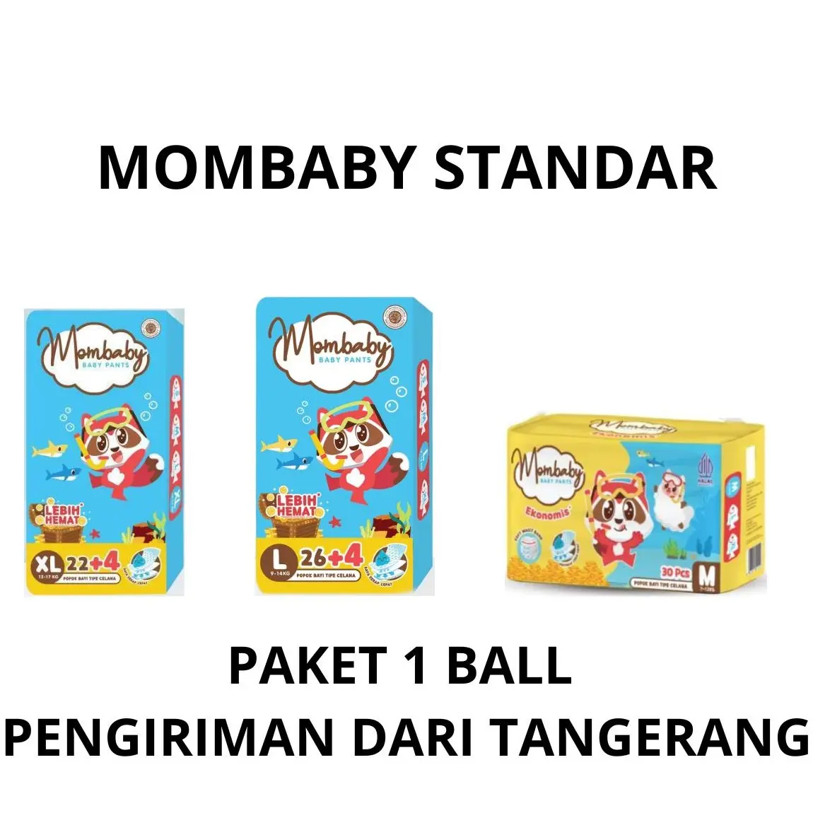 [ PAKET 1 BALL ] Mombaby Pants M30, L26, XL22 Harga Hemat