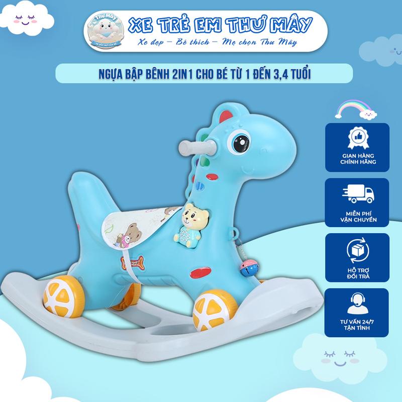  Ngựa bập bênh 2in1 cho bé từ 1 đến 3,4 tuổi đa chức năng vừa bập bênh vừa chòi chân có nhạc vui nhộn Đồ Chơi 